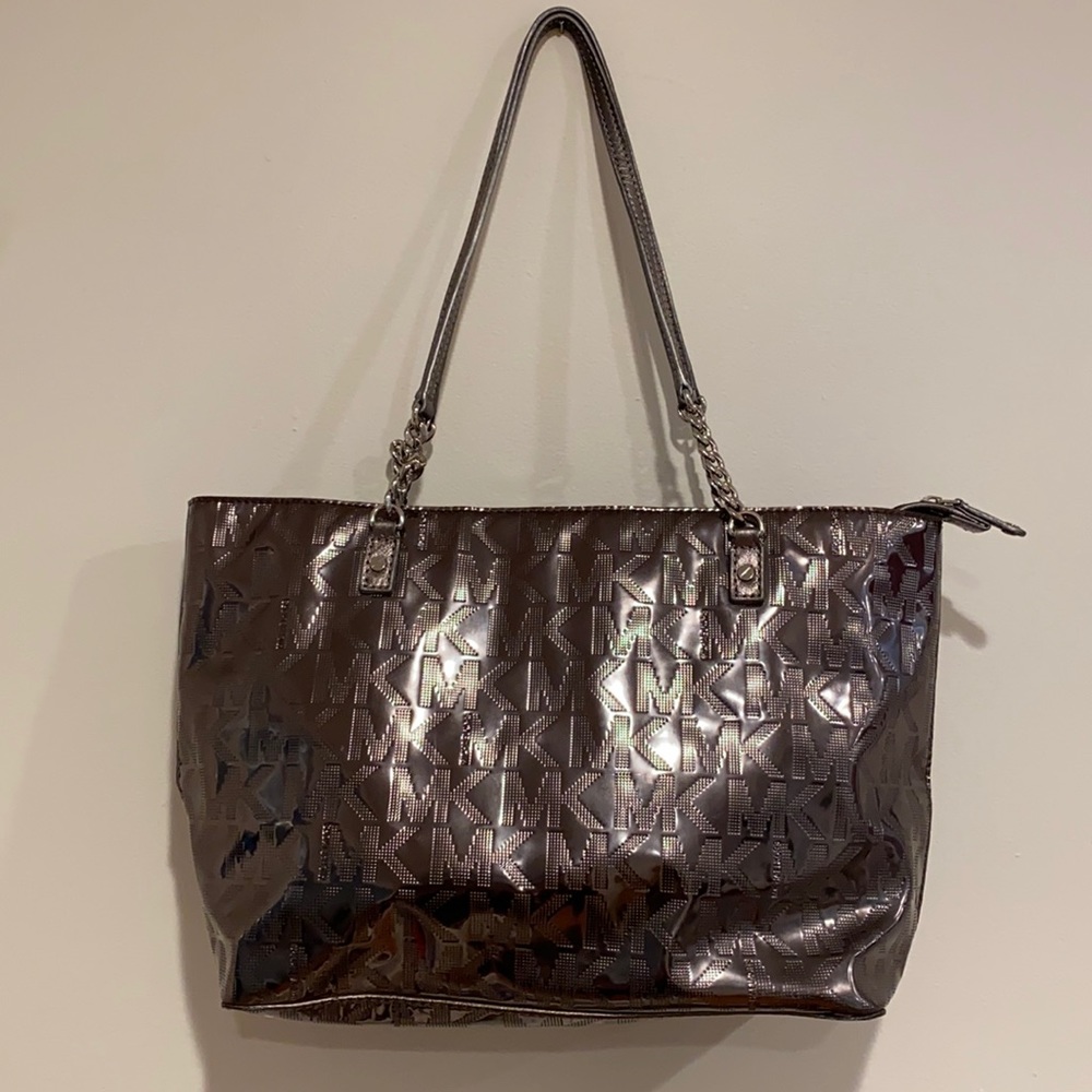 Michael Kors Gunmetal Metallic Tote Bag